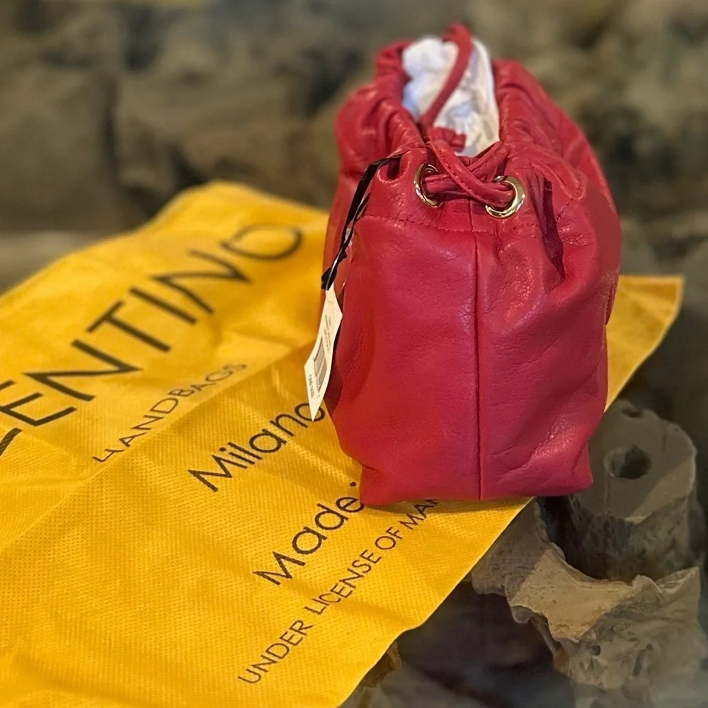 Valentino by Mario Valentino Red Leather Chain Crossbody Bag NWT Rare - Picture 9 of 14